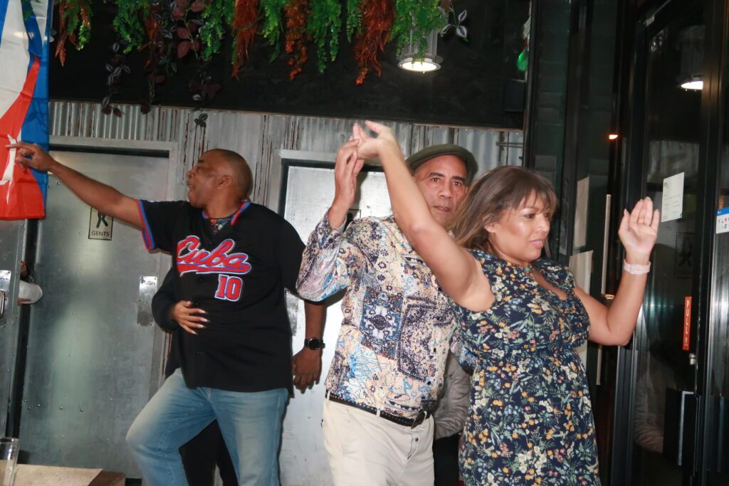 Carol and Andy dancing one more time at A Taste of Salsa Caribbean Roast event