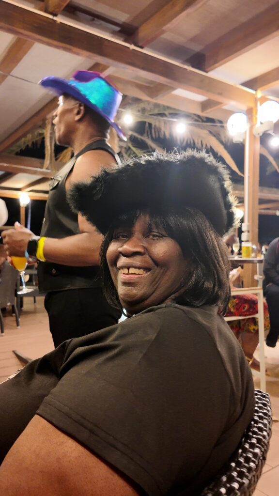 Jo poses at Wild West West night