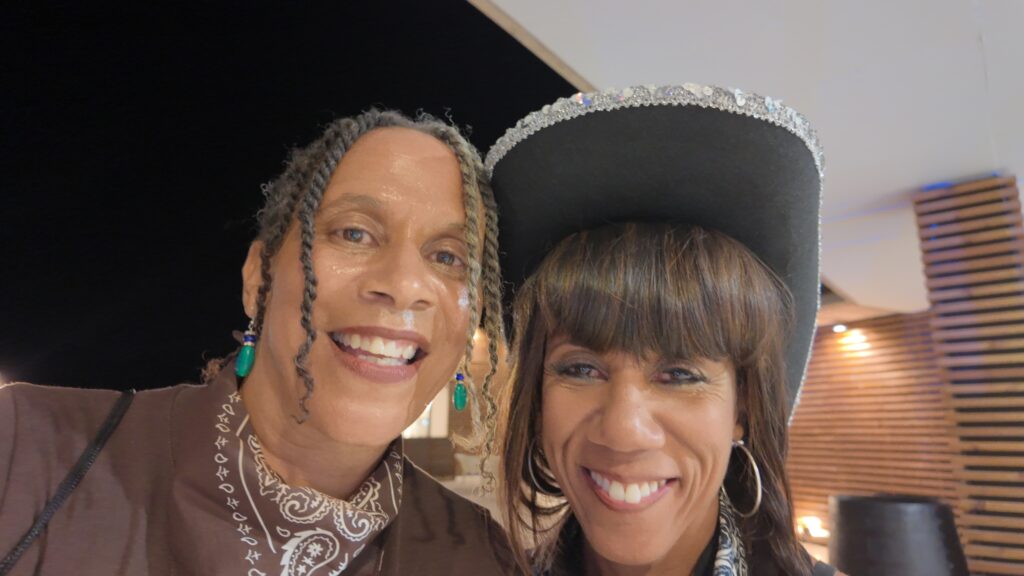Carol & Jacqui pose at Wild West West night