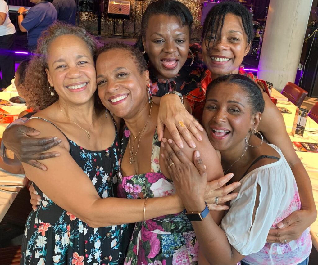 The ladies pose