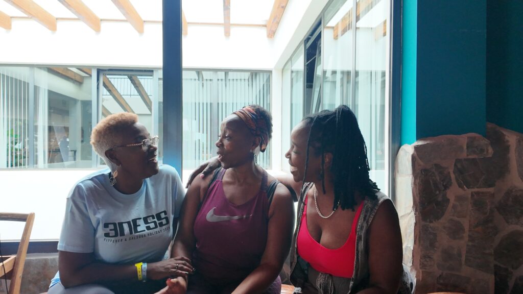 Pauline, Jennifer and June relax at Palapabar during FitFever SALSOGA '25