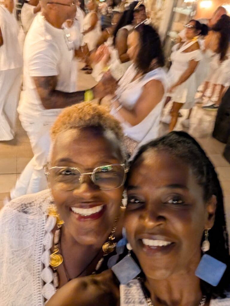 'A Taste of Salsa' Travellers June & Pauline pose at SALSOGA '25 White Party