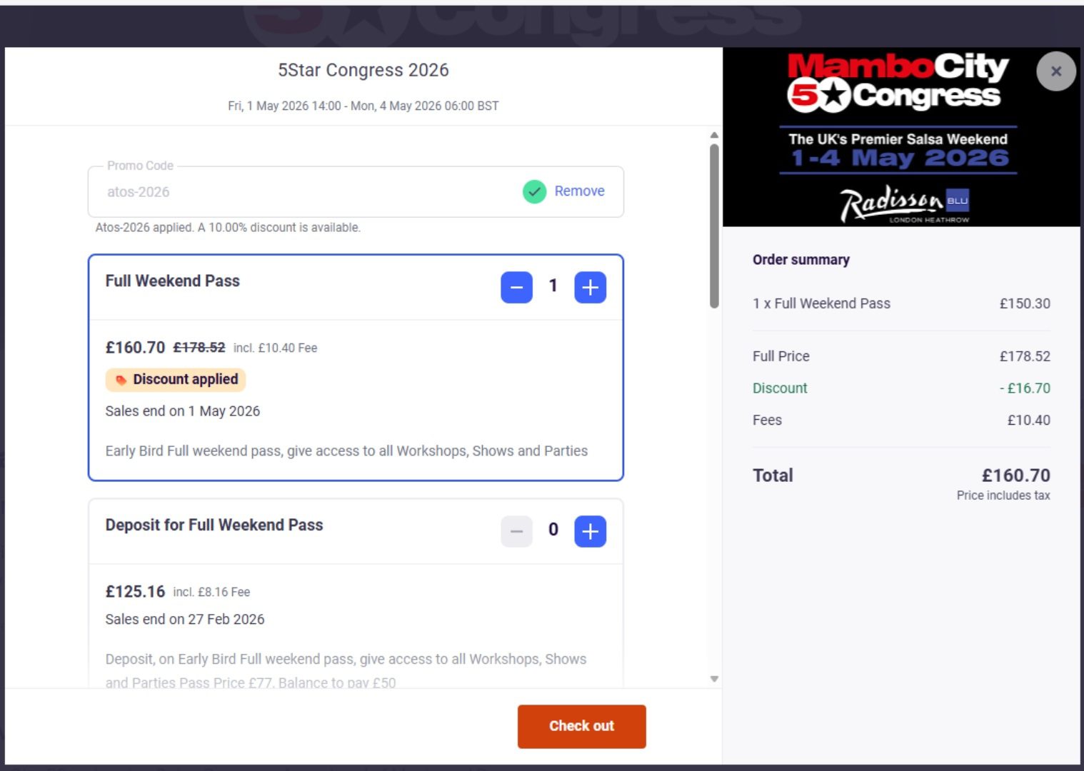 5Star Congress tickets pane