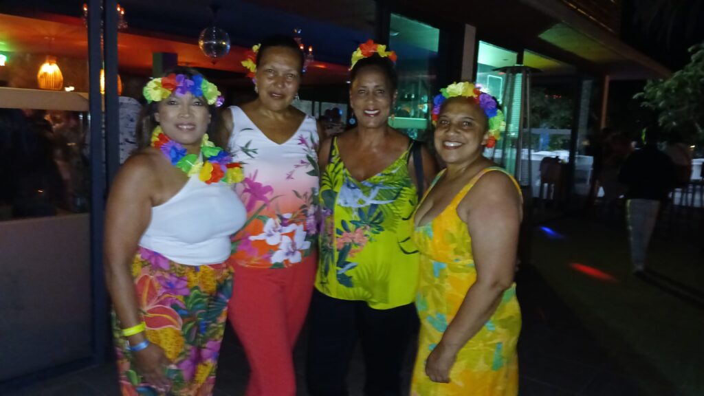 Carol, Rhoda, Denise & Monique at SALSOGA 24 Hawaiian Night - A Taste of Salsa (HAW)