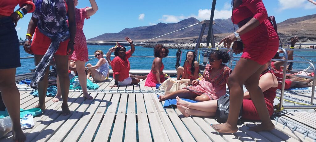 Travellers relaxing onboard during SALSOGA '24 Boat Party