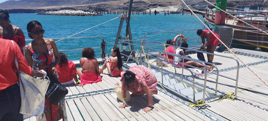 Travellers relaxing onboard during SALSOGA '24 Boat Party