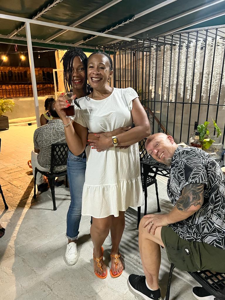 Dee, Jas & Tony pose at night in Havana