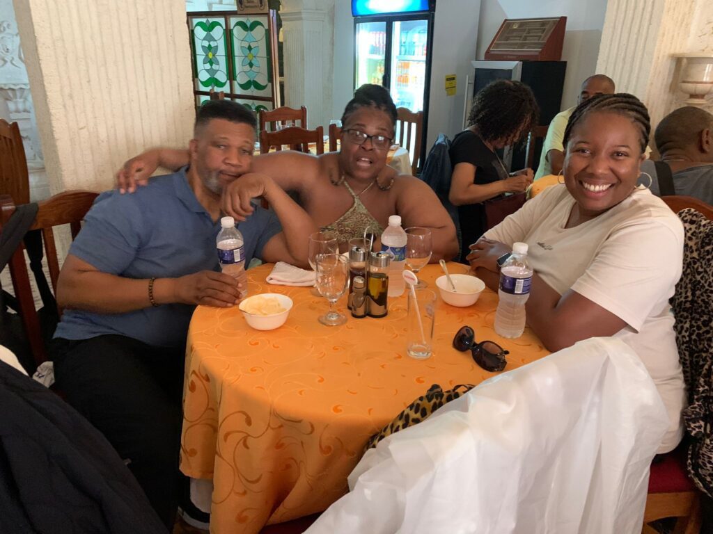 Aisha, Patsy & Rudy pose at lunch in Havana