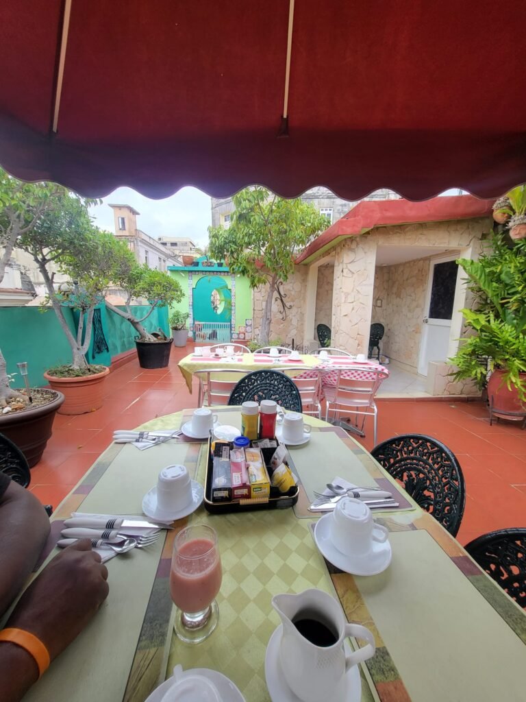 Casa roof top breakfast in Havana