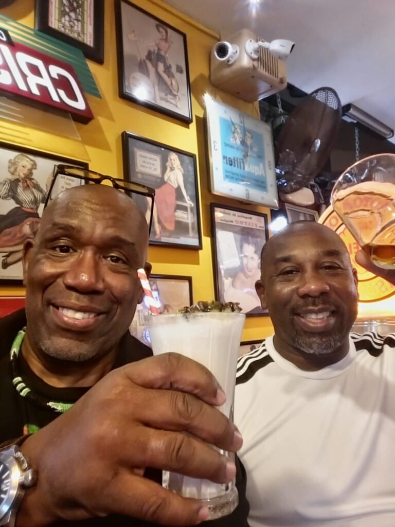 Charles & Hughie pose whilst enjoying cocktails in Havana