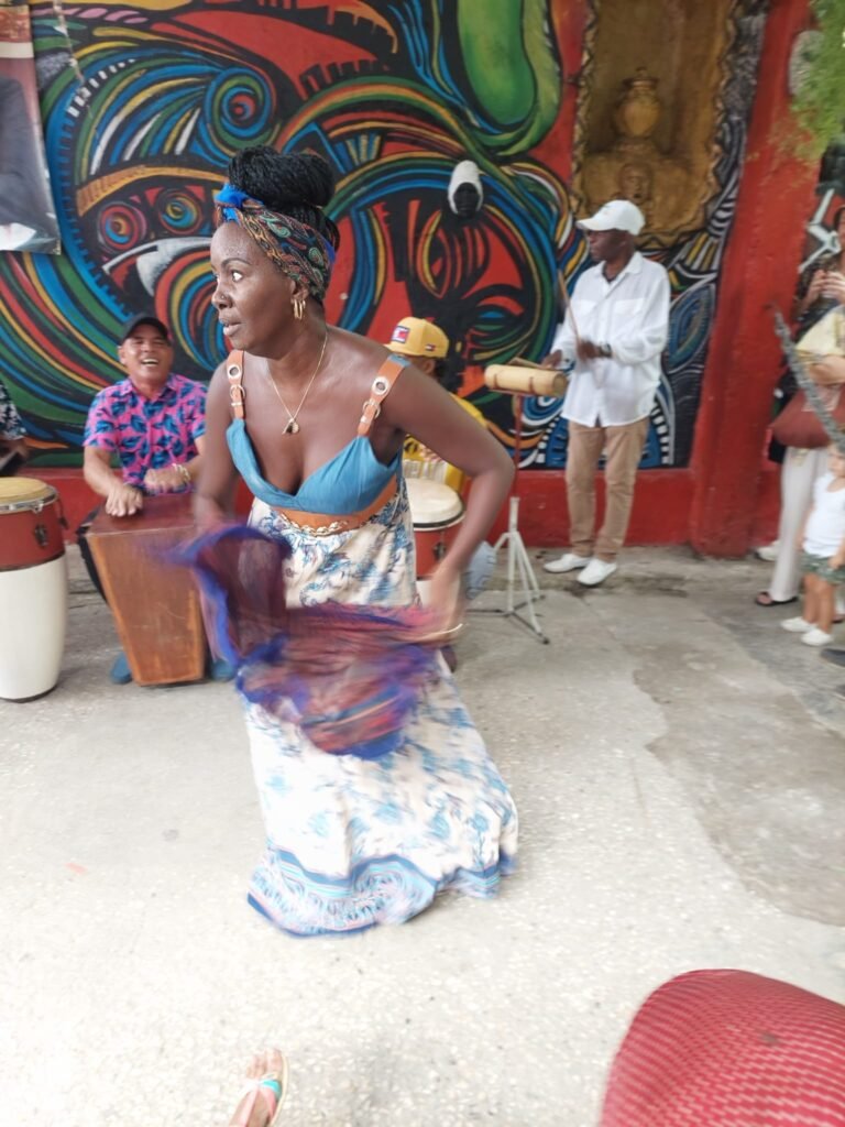 Drummers and dancer in Havana during festival