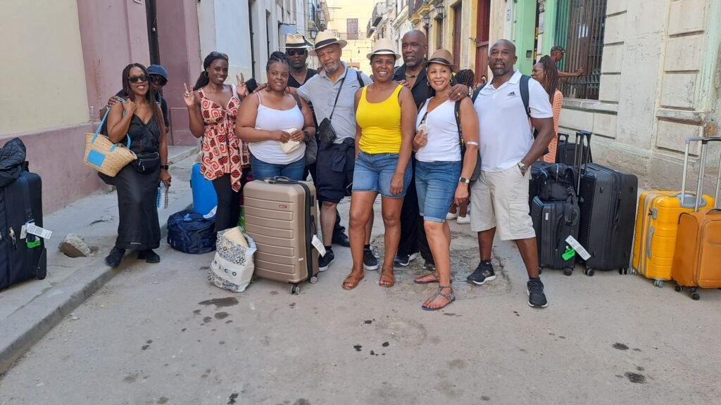 Travellers leaving Casa Chez Nous in Havana Old Town